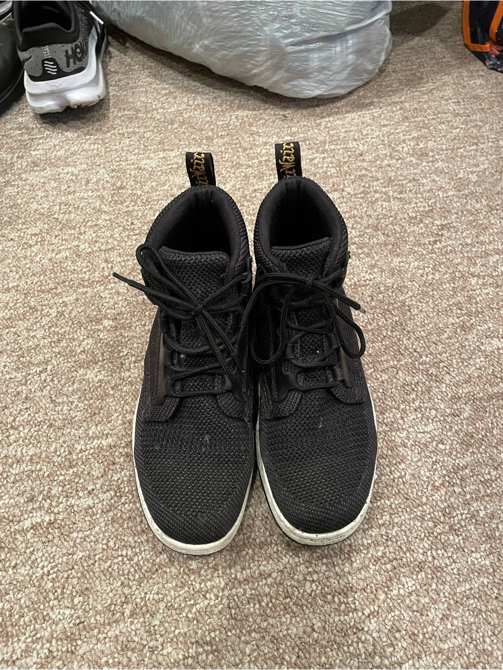 Dr. Martens Black Knit High-Top Sneakers with White Soles
